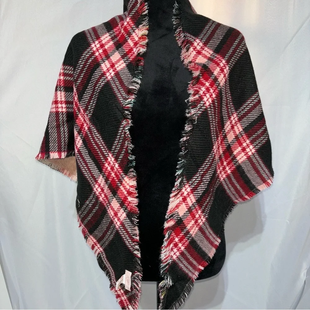 Reversible Shawl Plaid to Floral Romantic Preppy Wrap